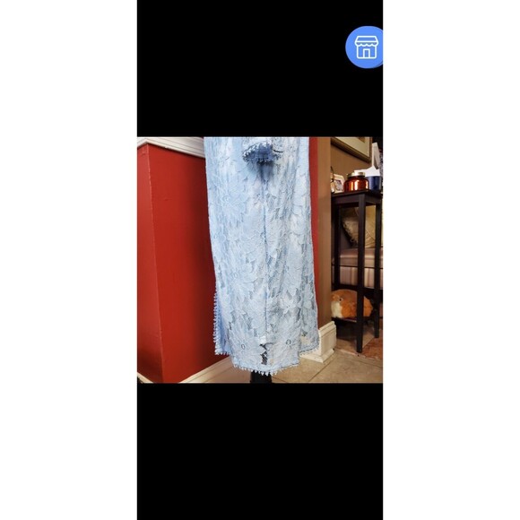 Pretty LittleThing Womens Floral Blue Lace 8 Dress Dusty Blue Transparent NWOT - Picture 12 of 16